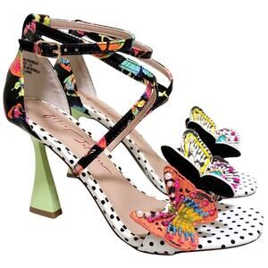 Betsey Johnson Trudie Butterfly Strappy Dress Sandals Size US 5.5M Black Multi